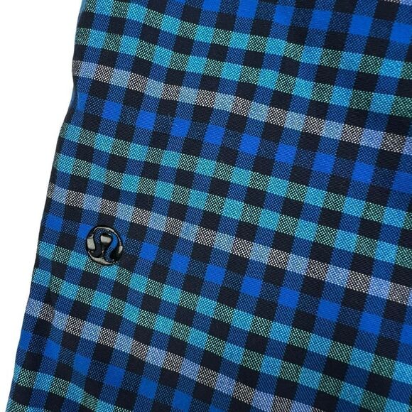 Lululemon Men's Blue Checkered Plaid Print Casual Shorts Blue Size 36 - Picture 5 of 8